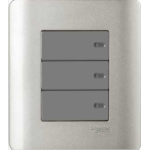 Schneider Electric 施耐德電氣 E8433/2 SA ZENcelo 16AX 三位雙控平觸開關掣 (銀灰)